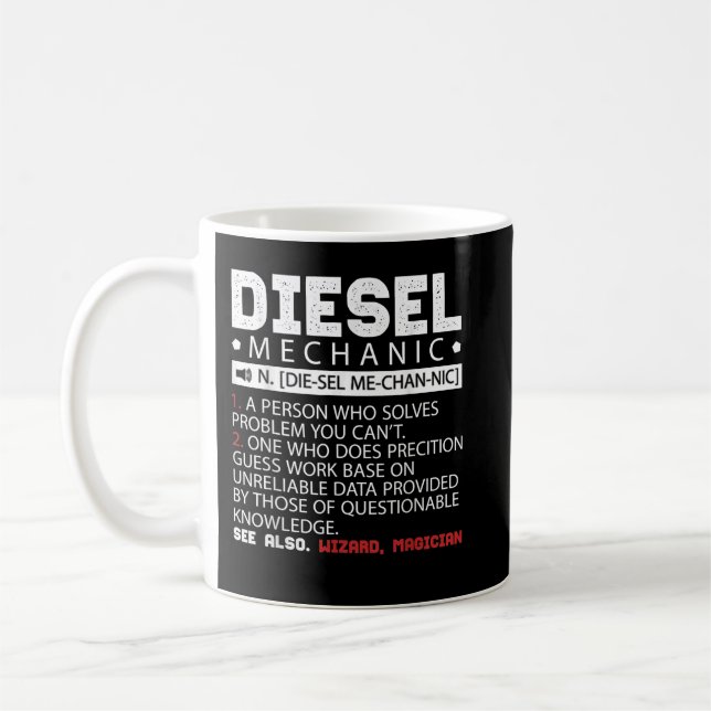 Beschreibung des Funny Diesel-Mechanismus Kaffeetasse (Links)