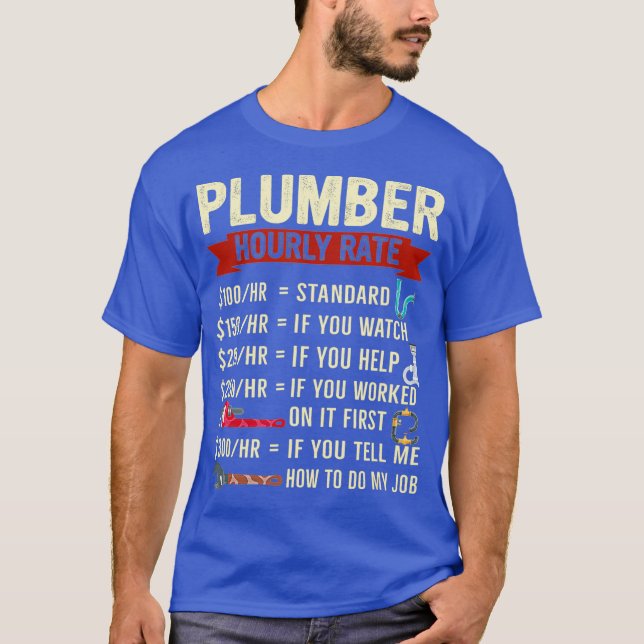 Beschreibung des Plumber Stundenpreises mit T-Shirt (Vorderseite)