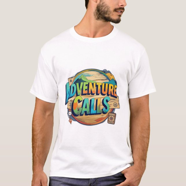 Beschreibung für "Adventure Calls" T - Shirt Desig (Vorderseite)