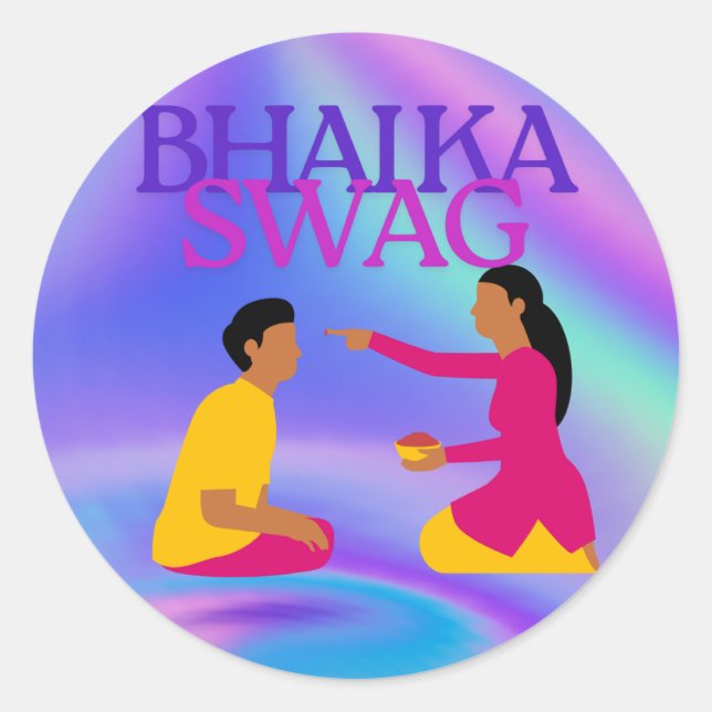 Beschreibung (Hindi + English Mi Runder Aufkleber (Vorderseite)