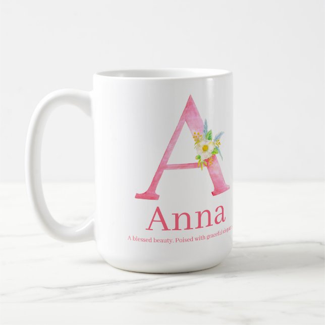 Beschriften Sie a-Aquarell boho Rosa Kaffeetasse (Links)
