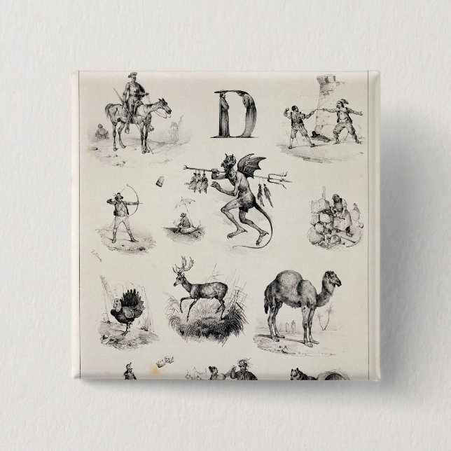 Beschriften Sie D von einer Alphabetzündkapsel, Button (Vorderseite)