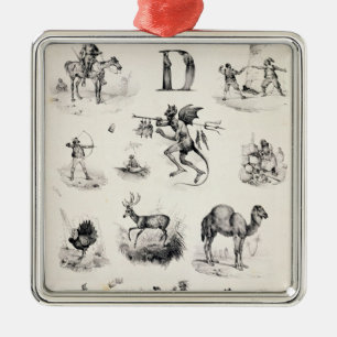 Beschriften Sie D von einer Alphabetzündkapsel, Silbernes Ornament