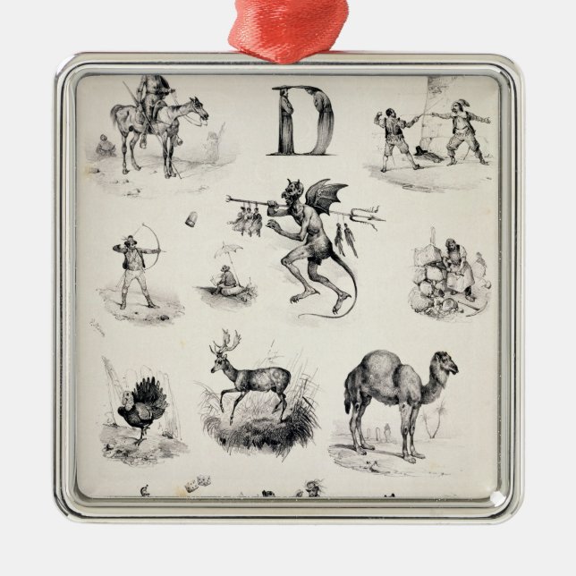 Beschriften Sie D von einer Alphabetzündkapsel, Silbernes Ornament (Vorne)