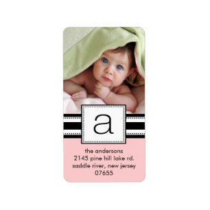 Beschriften Sie Monogramm Vetical FOTO Adressaufkleber