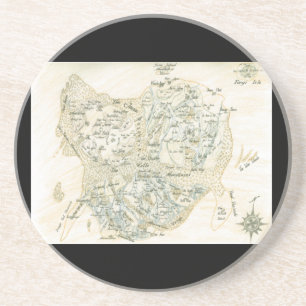 Beschriftete Karte von Trino Sandstein Untersetzer