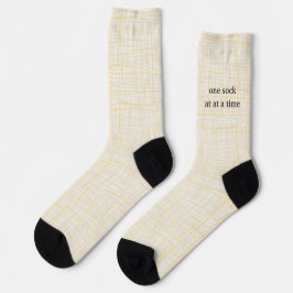 Beschriftung auf einem groben Stoff. Ein Socken Au