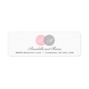 Beschriftung der Monogramm-Adresse in Rosa und Gra