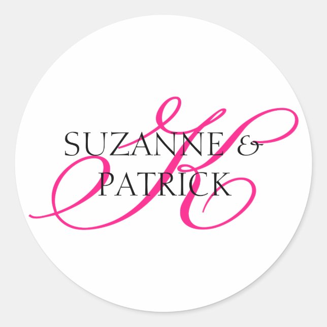 Beschriftungen für das Script K Monogramm (Hot Pin Runder Aufkleber (Vorderseite)