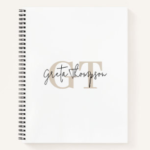 Beschriftungsname Beige Monogramm Notizbuch