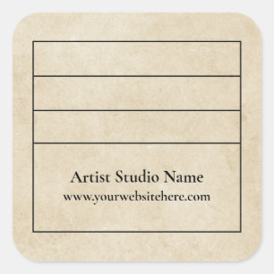 Beschriftungsschild auf der Rückseite des Kunstwer Quadratischer Aufkleber