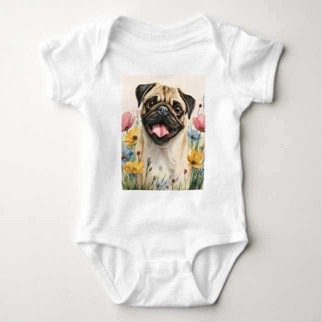 Beschützt von Pug Baby Strampler (Vorderseite)