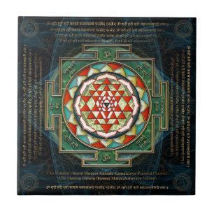 Beschwörungsformel u. Shri Yantra Maha Lakshmi Fliese