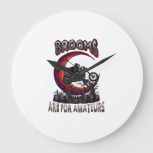 Besen Amateure Sensenmann Motorrad Halloween R Große Wanduhr