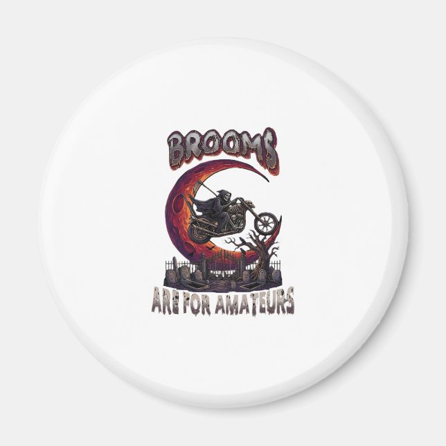Besen Amateure Sensenmann Motorrad Halloween R Magnet (Vorne)