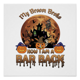 Besen Brach Bar Rückseite Halloween Spukhaus Hexe Poster