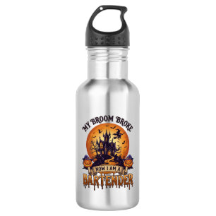 Besen Brach Barkeeper Halloween Spukhaus Hexe Edelstahlflasche