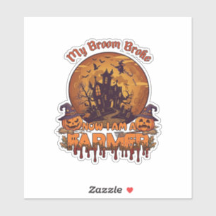 Besen Brach Bauer Halloween Hexe Spukhaus P Aufkleber
