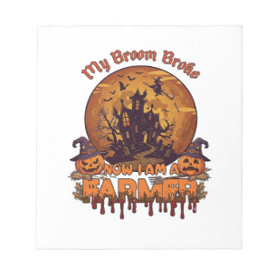 Besen Brach Bauer Halloween Hexe Spukhaus P Notizblock