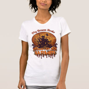 Besen Brach Bauer Halloween Hexe Spukhaus P T-Shirt