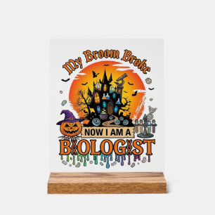 Besen Brach Biologe Halloween Verzaubertes Schloss Acrylschild