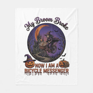 Besen Brach Fahrrad Kurier Hexe Halloween Mond Fleecedecke