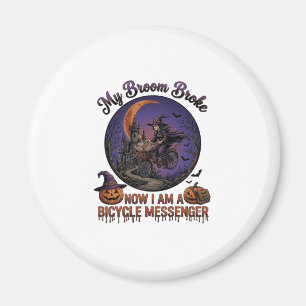 Besen Brach Fahrrad Kurier Hexe Halloween Mond Magnet