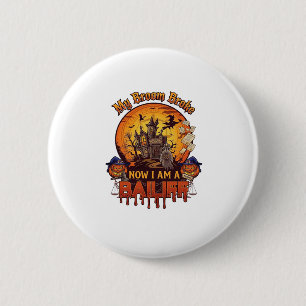 Besen brach Gerichtsvollzieher Halloween Geist Ger Button