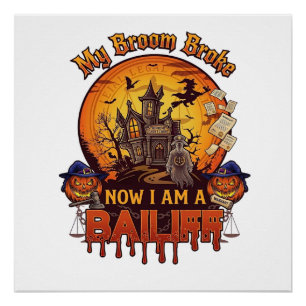 Besen brach Gerichtsvollzieher Halloween Geist Ger Poster
