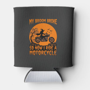 Besen Brach Halloween Hexe Motorrad Fledermäuse Kü Dosenkühler