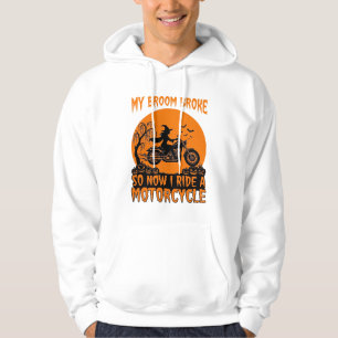Besen Brach Halloween Hexe Motorrad Fledermäuse Kü Hoodie