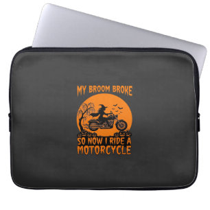 Besen Brach Halloween Hexe Motorrad Fledermäuse Kü Laptopschutzhülle