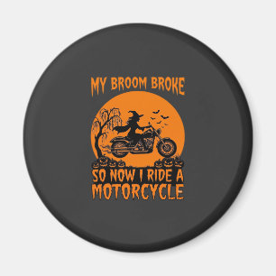 Besen Brach Halloween Hexe Motorrad Fledermäuse Kü Magnet