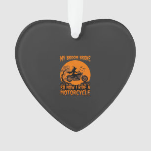 Besen Brach Halloween Hexe Motorrad Fledermäuse Kü Ornament