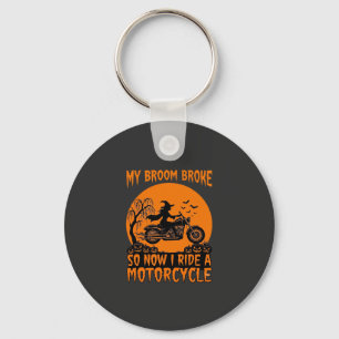 Besen Brach Halloween Hexe Motorrad Fledermäuse Kü Schlüsselanhänger