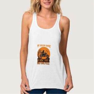 Besen Brach Halloween Hexe Motorrad Fledermäuse Kü Tank Top