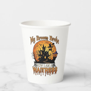 Besen Brach Kellnerin Halloween Hexe Spukhaus Pappbecher
