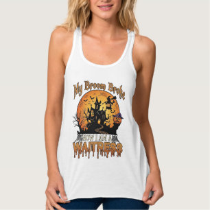 Besen Brach Kellnerin Halloween Hexe Spukhaus Tank Top