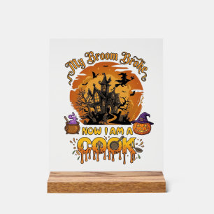 Besen Brach Koch Halloween Spukhaus Kessel Acrylschild