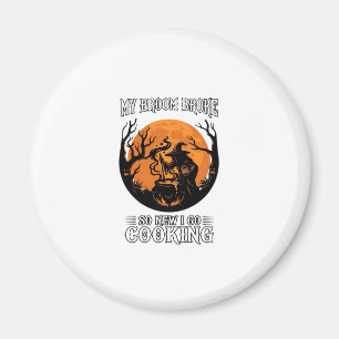 Besen Brach Kochende Hexenkessel Vollmond Magnet