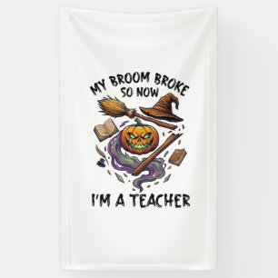 Besen Brach Lehrer Halloween Kürbis Hexenhut Bo Banner