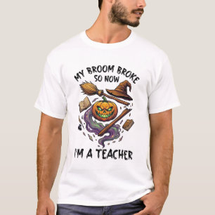 Besen Brach Lehrer Halloween Kürbis Hexenhut Bo T-Shirt