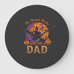 Besen Brach Papa Halloween Spukhaus Schnurrbart P Große Wanduhr