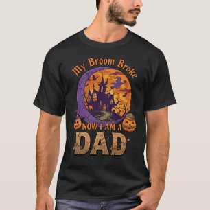 Besen Brach Papa Halloween Spukhaus Schnurrbart P T-Shirt