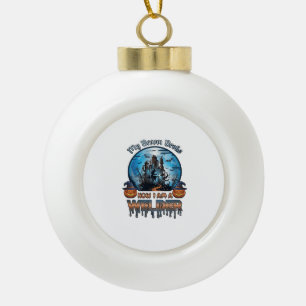 Besen Brach Schweißer Hexenfabrik Kürbisse Hallowe Keramik Kugel-Ornament