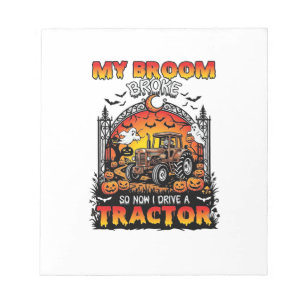 Besen brach Traktor Halloween Hexe Geister_1 Notizblock
