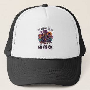 Besen Brachte Krankenschwester Halloween Hexe Spuk Truckerkappe