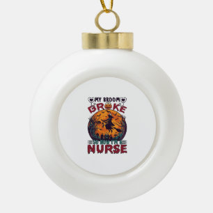 Besen Brachte Krankenschwester Halloween Hexe Voll Keramik Kugel-Ornament