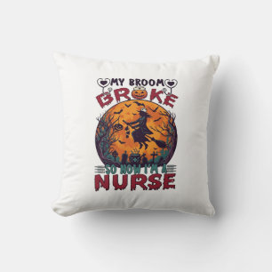 Besen Brachte Krankenschwester Halloween Hexe Voll Kissen