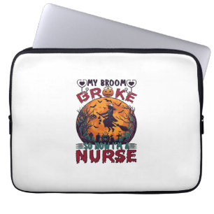 Besen Brachte Krankenschwester Halloween Hexe Voll Laptopschutzhülle